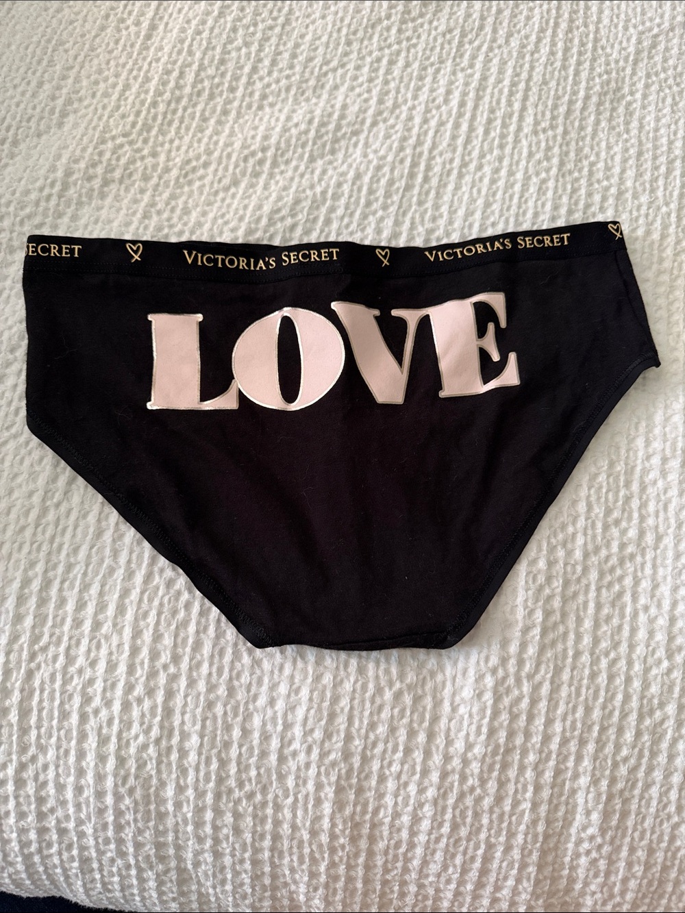 Victoria's Secret Black Bikini Briefs with Pale Pink LOVE